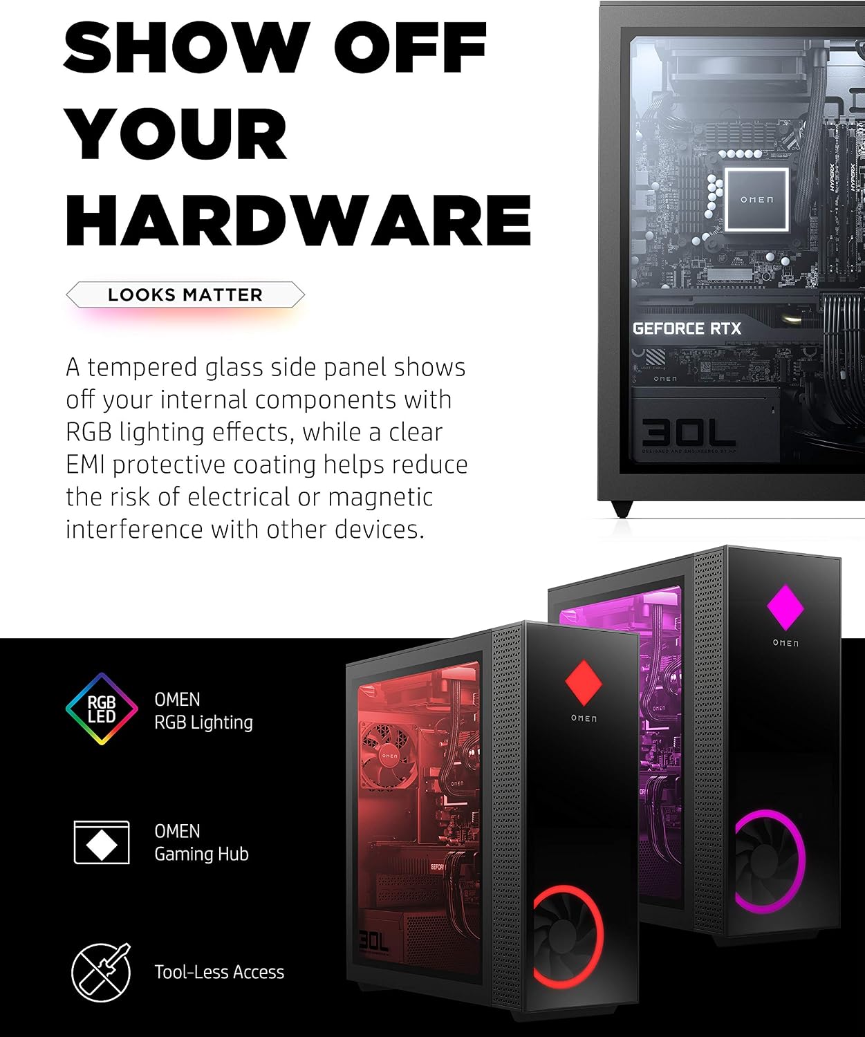 OMEN 30L Gaming Desktop PC, NVIDIA GeForce RTX 3070 Graphics Card, 10th Generation Intel Core i7-10700KF Processor, 16 GB RAM, 1 TB SSD, Windows 10 Home (GT13-0070, 2020), Shadow Black