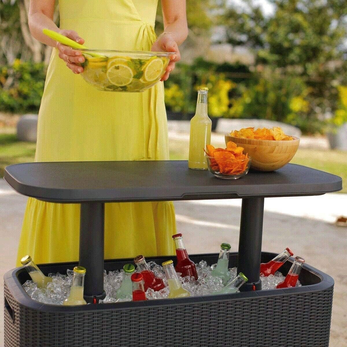Keter 17211600 60 Litre (63 US Quart) Cooler Bevy Bar and Serving Station Made from Durable, Weather-Resistant and UV Protected Plastic, 80 cm x 35 cm x 70 cm (Black)