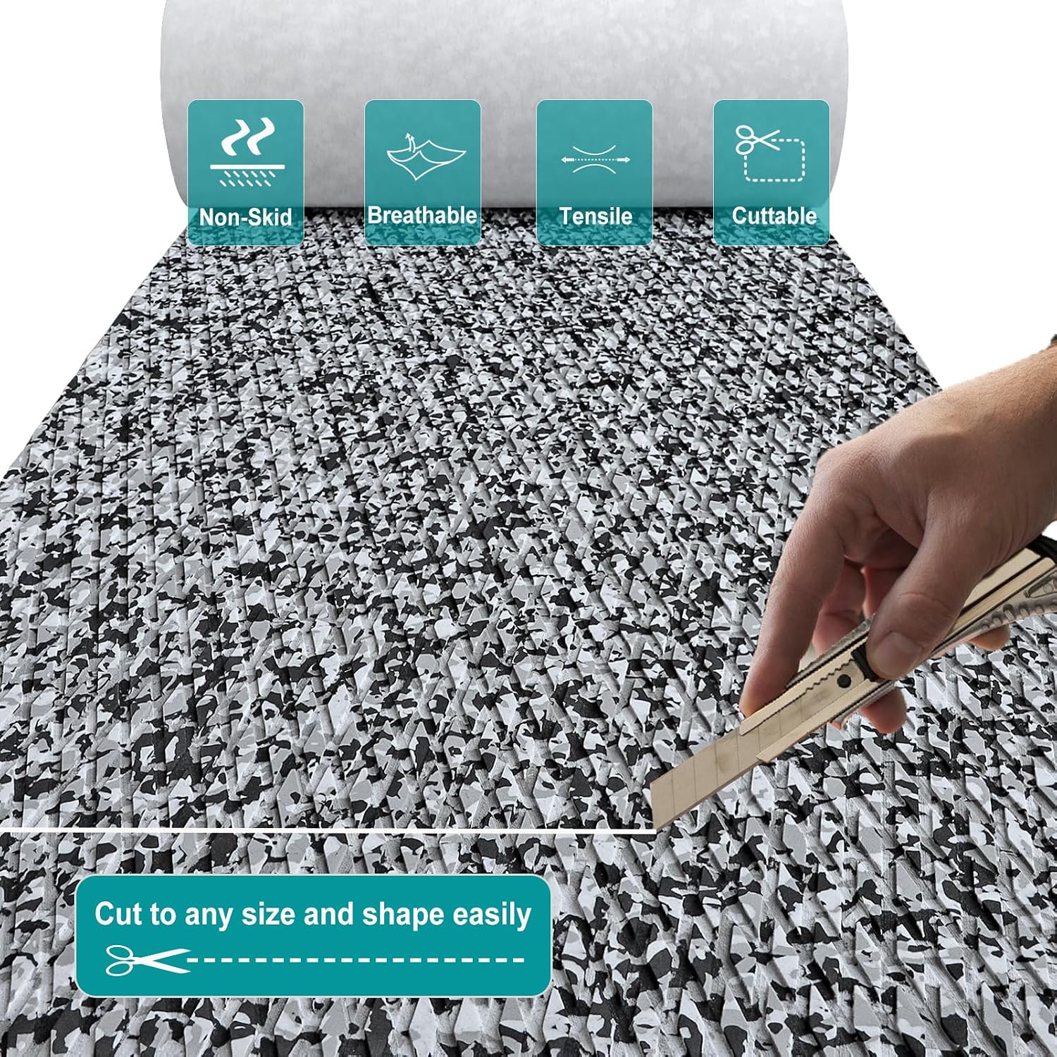 Hjdeck Boat Flooring EVA Foam Boat Decking Marine Carpet Non-Slip Decking Sheet Self-Adhesive Marine Flooring for Fishing Boat Kayak Yacht RV Swimming Pool Golf Cart 94.5'x23.6'/16.1'/11.8'