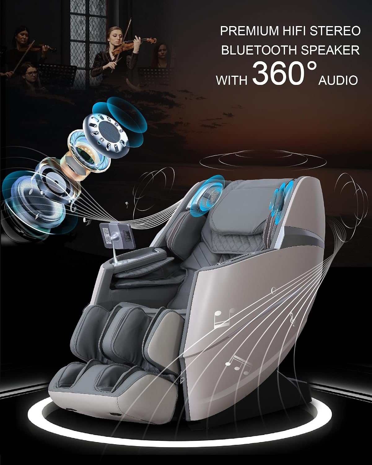 Upgrade 4D Massage Chair Zero Gravity | Massage Chair Full Body and Recliner AI Voice Control Shiatsu Massage Chairs Auto Legrest Calf & Foot Rollers Heated | Program Customization Grey