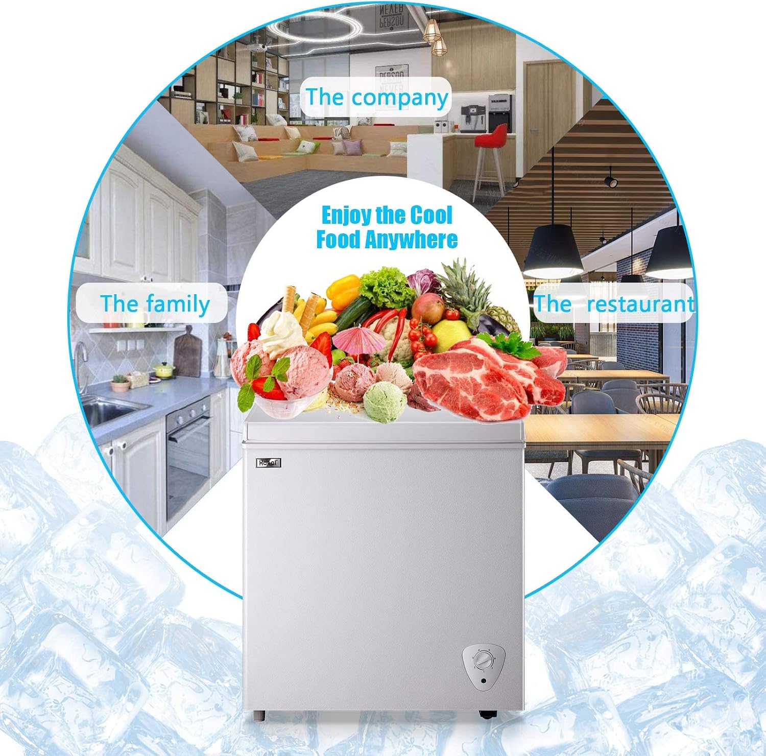 5.0 Cubic Feet Deep Chest Freezer Compact Freezers with Adjustable Thermostat Top Open Door with Removable Storage Basket for Home Kitchen and Bar