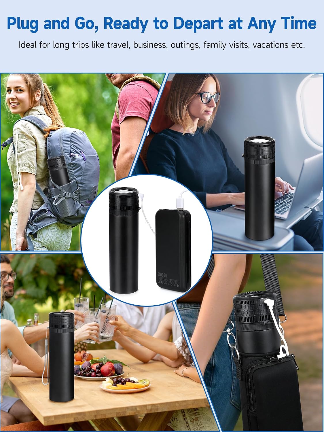 Electric Insulin Cooler Travel Case, USB Charger & Biogel Ice Box, 35-68°F Custom & Display Temperature Medical Cooler, TSA Approved Medicine Organizer Medication Cooler,Portable for 1–7 EpiPens