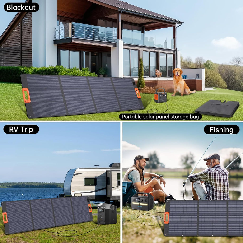 N-Type 16BB 200W Portable Solar Panel for Power Station ETFE Foldable Solar Panel High 25% Efficiency IP68 Waterproof Solar Panels Kit for Outdoor Camping RV Backuot