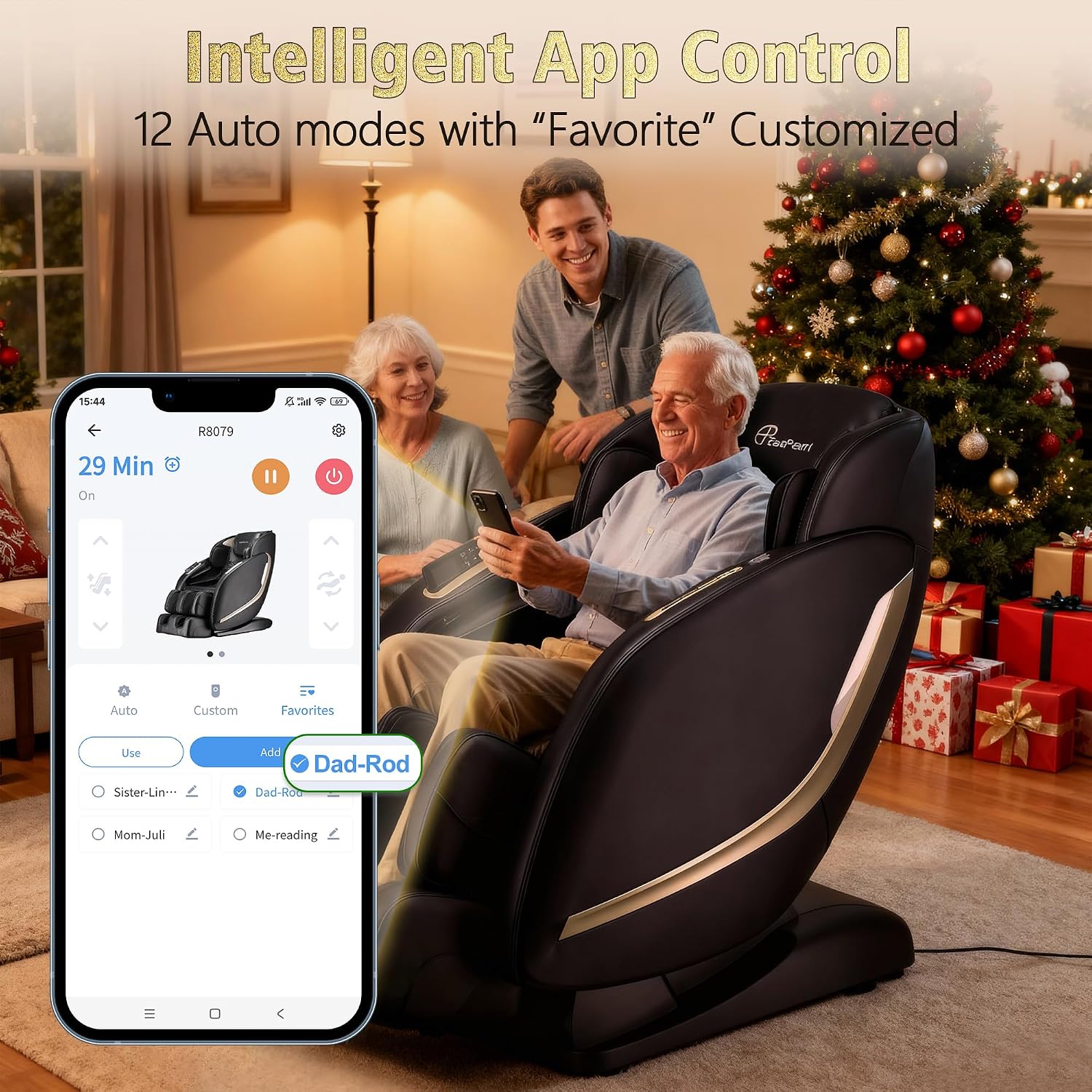 EASPEARL 2026 Massage Chair Full Body,SL-Track,165°Zero Gravity Massage with Full Body Heat,APP Control,Airbags,Bluetooth Speaker,12 Auto Modes,3-Row Foot Rollers,Body Scan(Black)