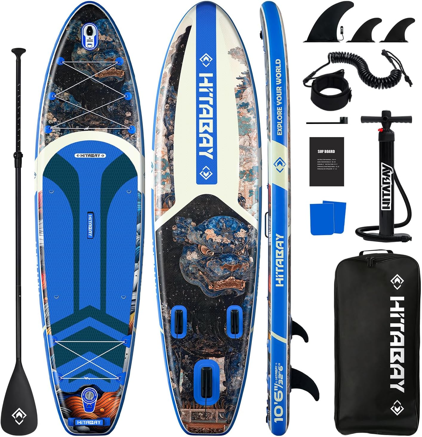 Inflatable Stand Up Paddle Board 10'6' All-Around SUP Kit - Lightweight (16 lbs), Stable & Durable, Camera Mount & Complete Accessories - SUP Board for Beginners & All Skill Levels