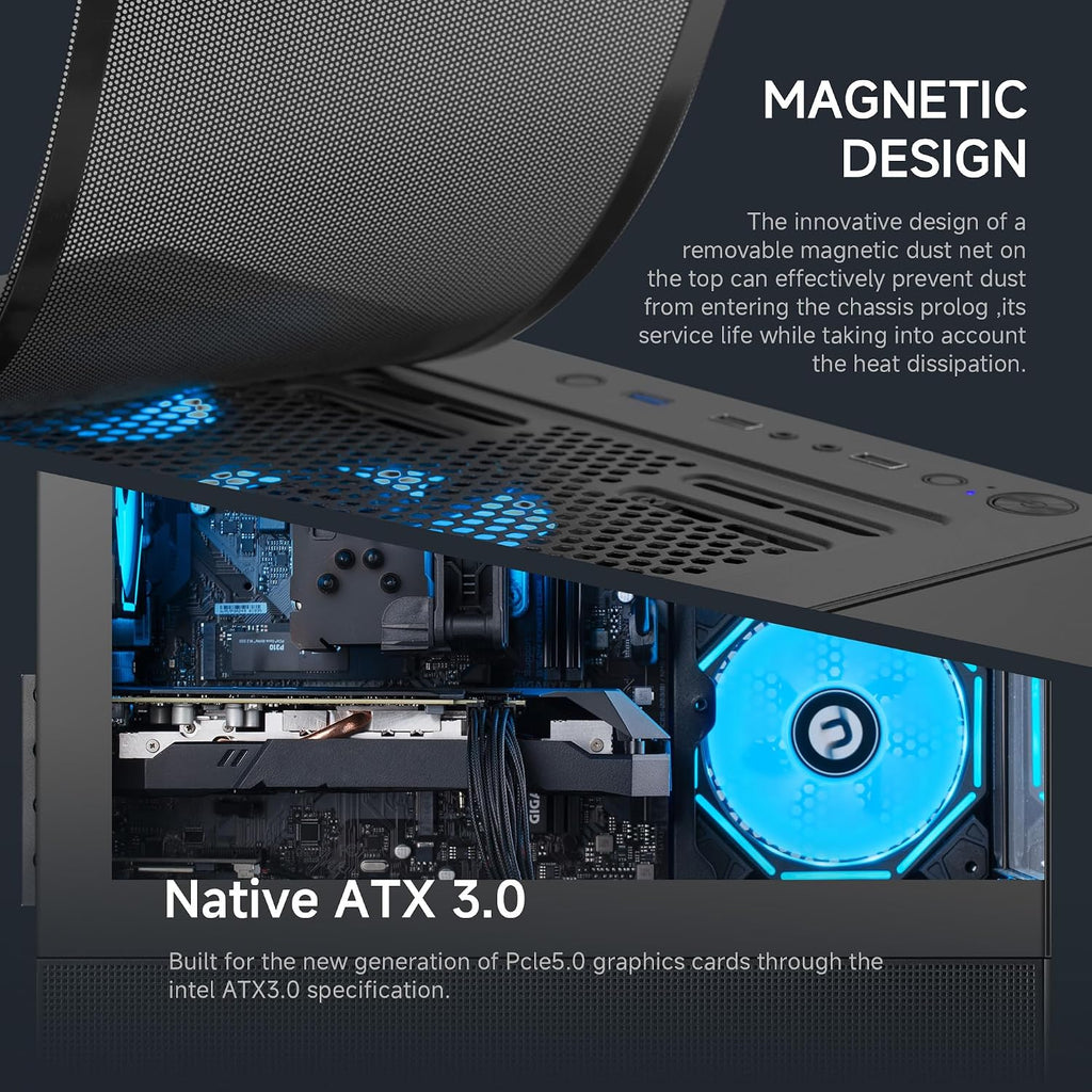 NINGMEI Gaming PC Desktop, AMD Ryzen 7 9700X 8 core 3.8GHz(up to 5.5GHz), GeForce RTX 5060 8GB, 16GB DDR5 RAM 6000MHz, 1TB NVME SSD, 650W PSU, Windows 11 Home 64-bit, WiFi, Black