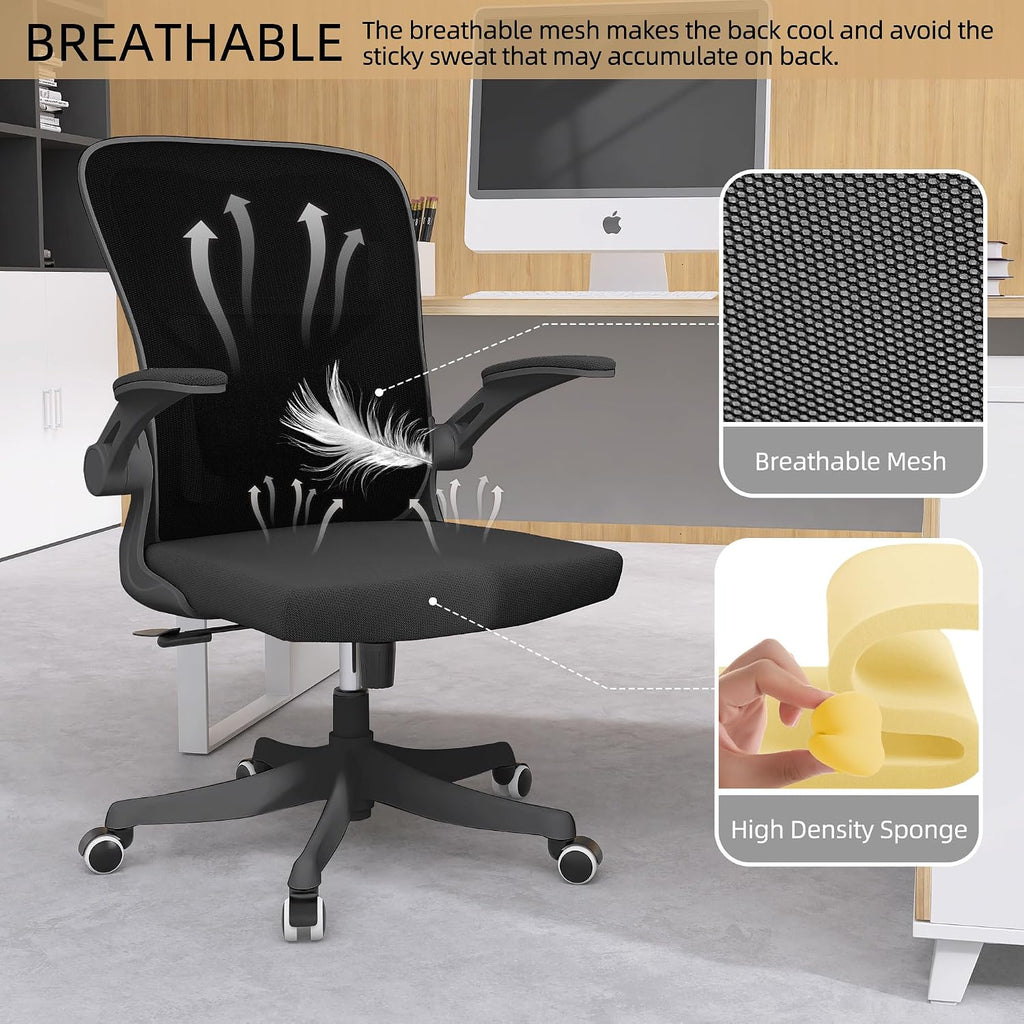 balmstar Ergonomic Office Chair, Mesh Desk Chair with Adjustable Lumbar Support and 90°-130° Recline, 350lbs High Back Computer Chair with Silent Wheels, Breathable Home Office Chair for Adult