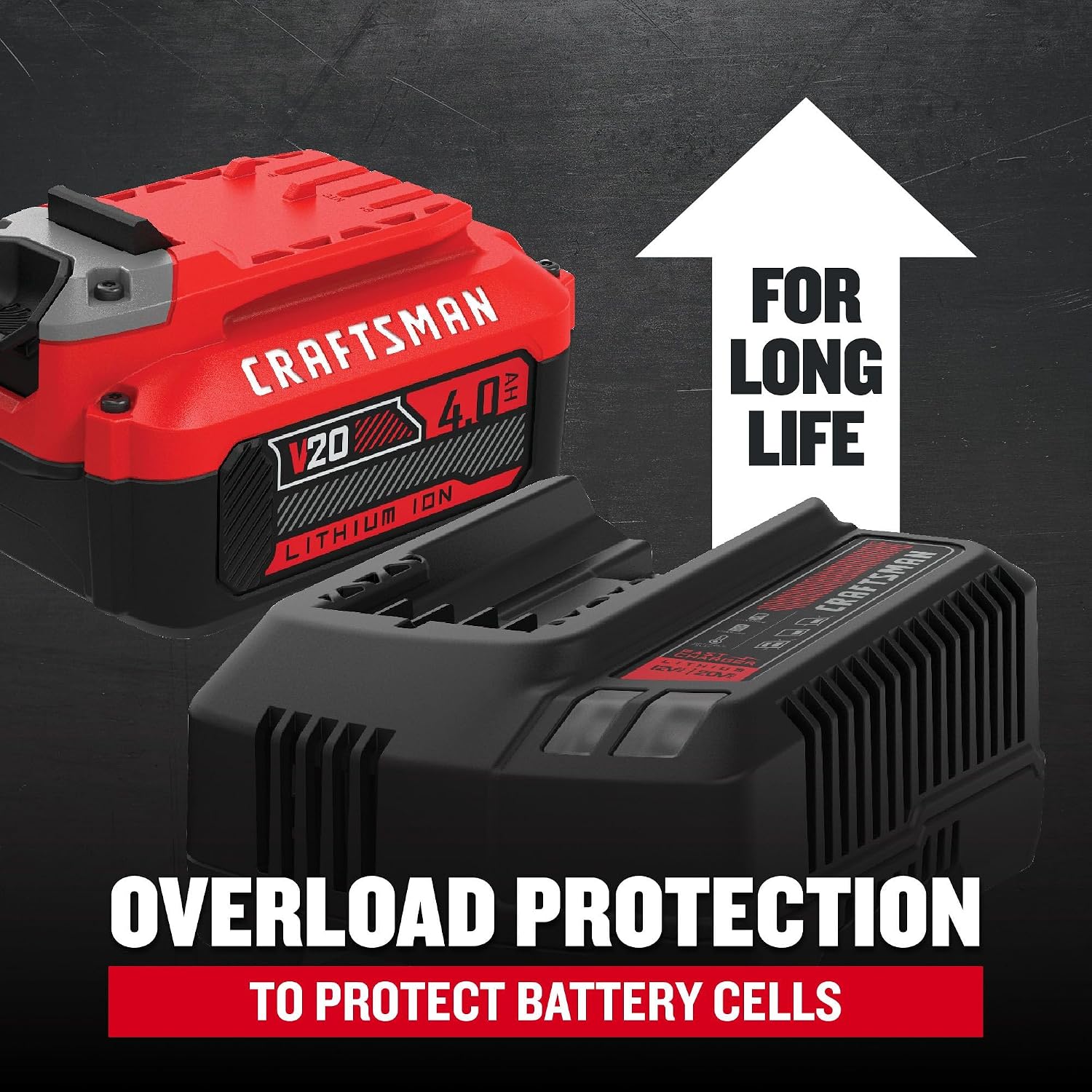 CRAFTSMAN 20V Power Tool Battery 2-Pack, Lithium-ion with Charger (CMCB204-2CK)