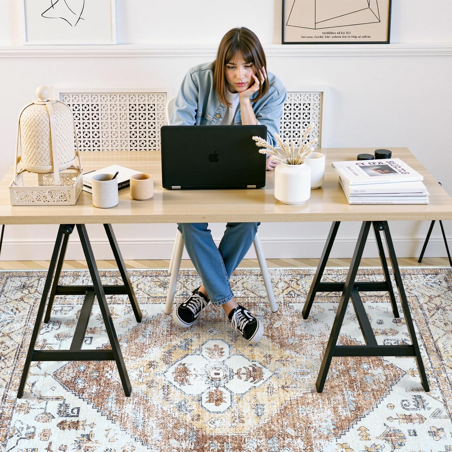 Anidaroel Home Office Chair Mat for Hardwood Floor, 8x10 Under Desk Rug for Rolling Chair, Desk Mat for Chair, Gaming Chair Mat, Anti-Slip Backing Large Floor Protector Rug for Home Office