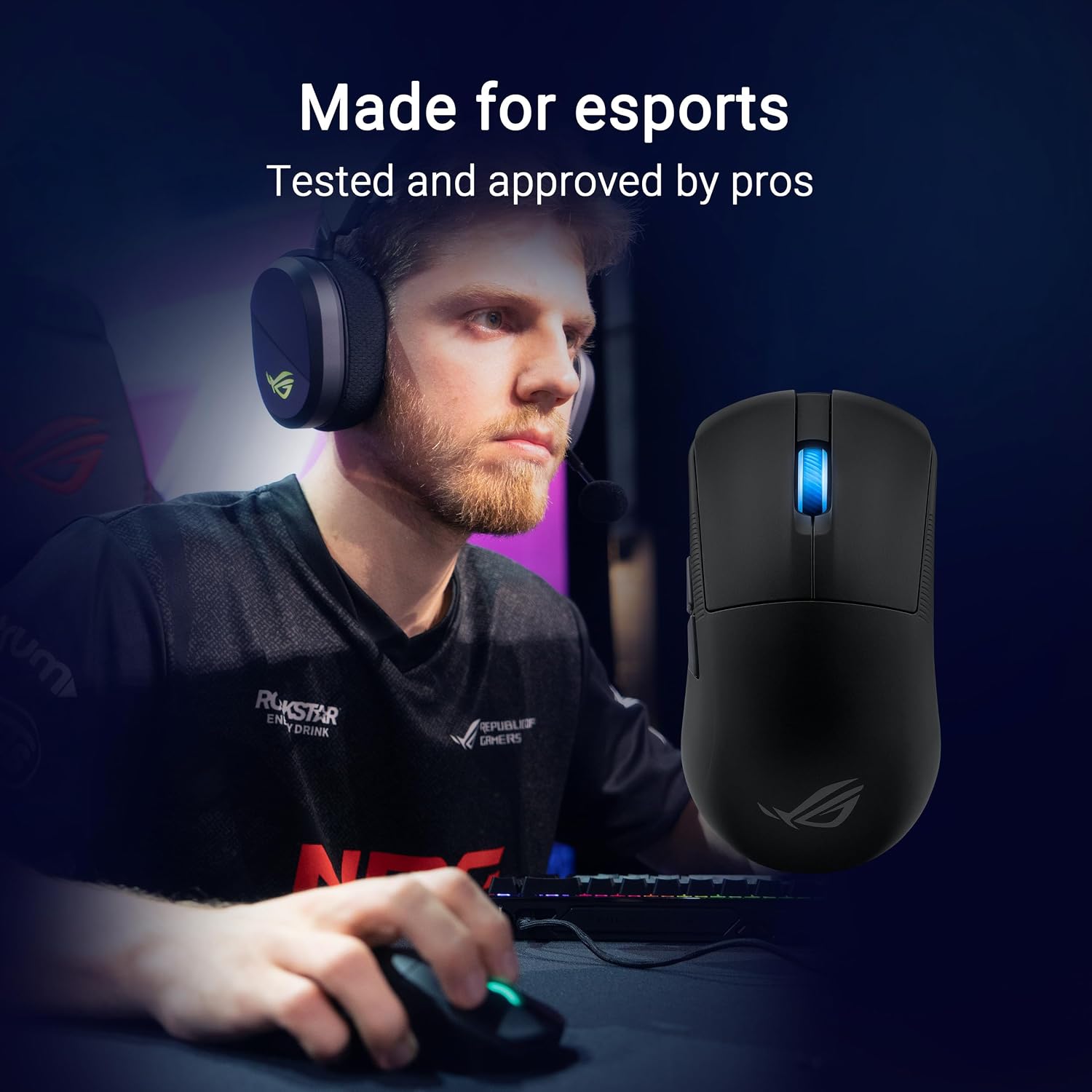 ASUS ROG Harpe Ace Mini Wireless Esports Gaming Mouse – Small Compact Design, Right-Handed, 49g Lightweight, Tri-Mode Connectivity, 36K DPI, up to 105Hr Battery, Pro-Approved, PC/Mac Support - Black