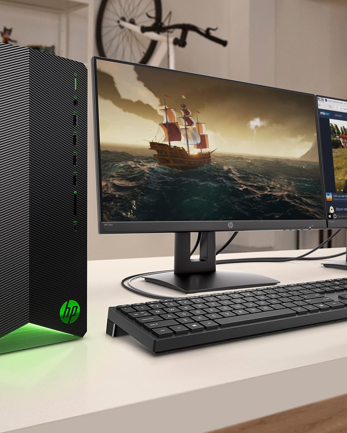 HP Pavilion Gaming PC, AMD Ryzen 3 5300G Processor, 8 GB RAM, 256 GB SSD, Windows 11, Wi-Fi 5 & Bluetooth 4.2 Combo, 9 USB Ports, Pre-Built Gaming PC Tower, Mouse and Keyboard (TG01-2010, 2021)