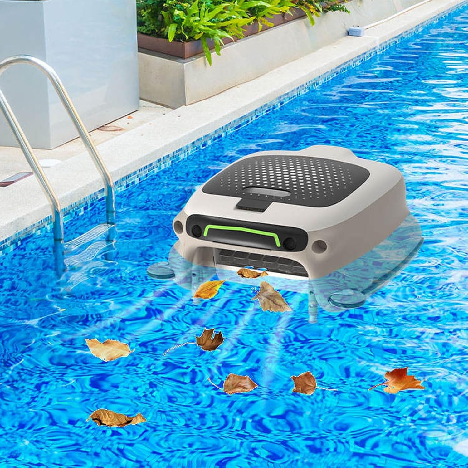 Automatic Pool Skimmer Cleaner Robot,30W Manual Remote Control Pool Surface Skimmer Robotic with 3-Speed Adjustment,10-Hour Continuous Cleaning&2000sq.ft.for Swimming Pools