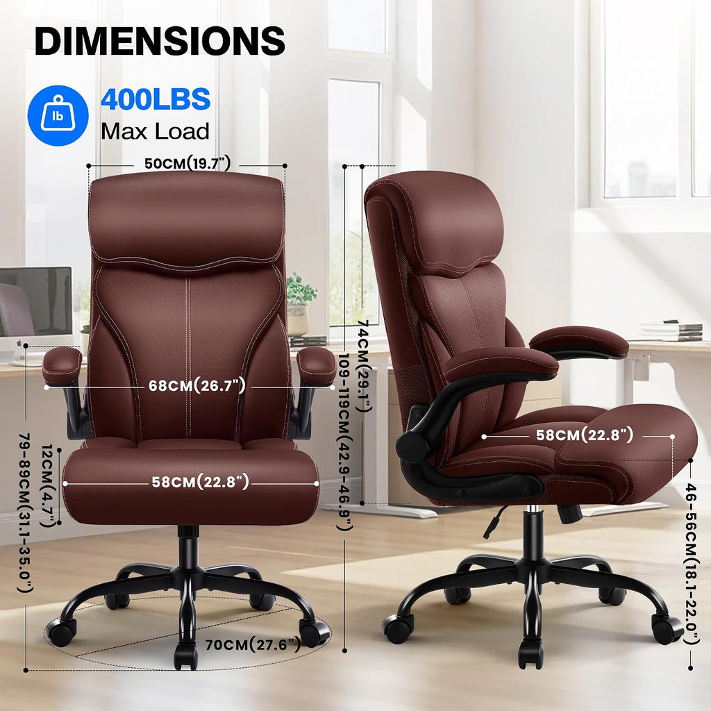 AreShark Office Chair - Executive High Back Breathable Comfy Desk Chair with Lumbar Support - Ergonomic Leather Rolling Swivel Computer Chair with Rock Function for Working Studying Gaming Relaxing