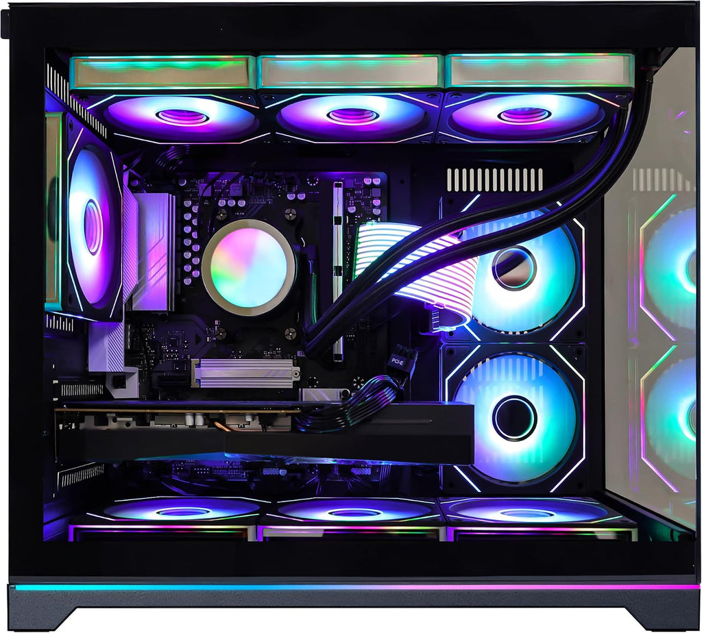 Ocean Park Black AI Gaming PC Gamer Desktop Computer, AMD Ryzen 7 9800X3D 8-Core 4.7GHz, RTX 5060 8GB, 16GB DDR5, 1TB PCIe SSD, 850W PSU, 360mm AIO & APP RGB Fan Control, Windows 11