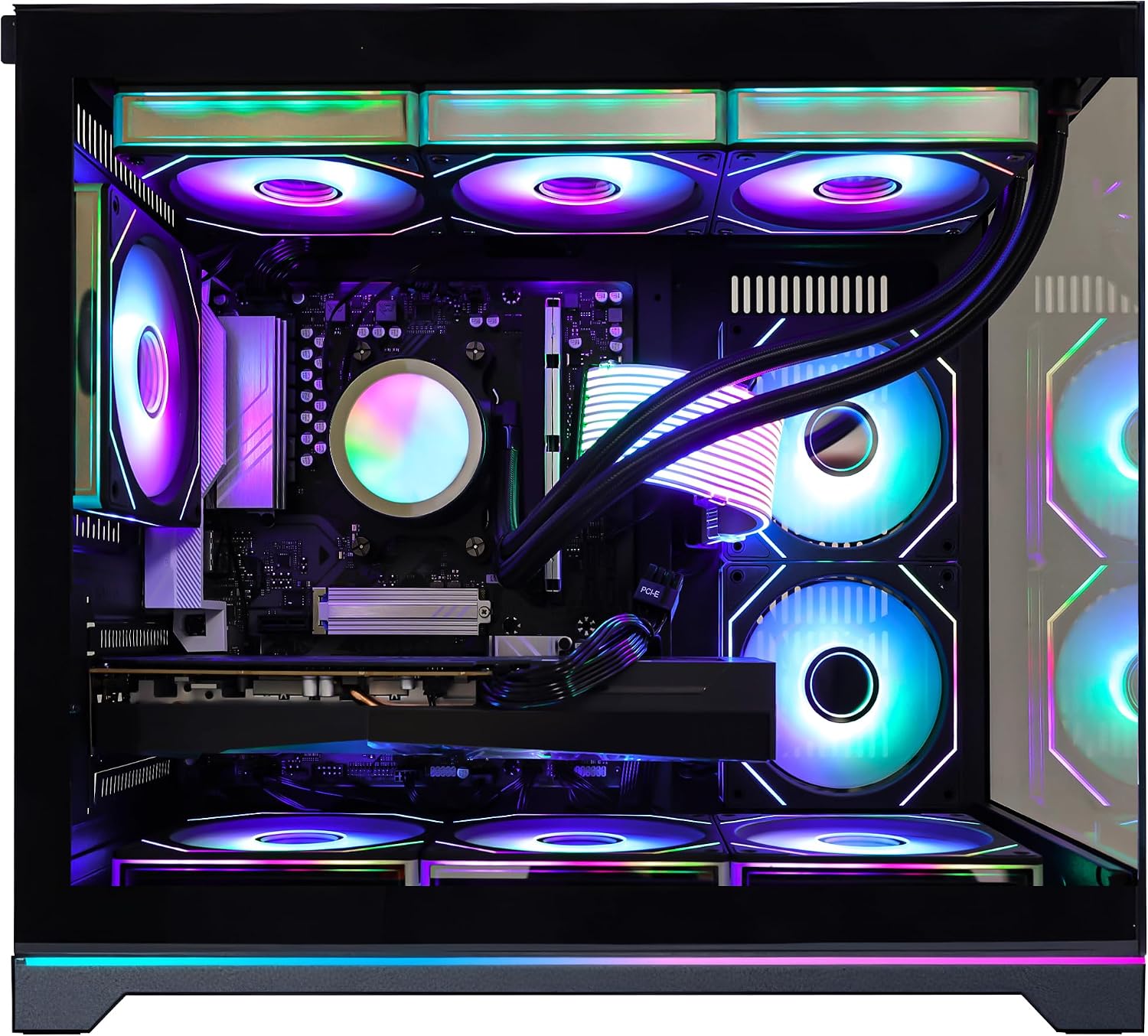 Ocean Park Black AI Gaming PC Gamer Desktop Computer, AMD Ryzen 7 9800X3D 8-Core 4.7GHz, RTX 5060 8GB, 16GB DDR5, 1TB PCIe SSD, 850W PSU, 360mm AIO & APP RGB Fan Control, Windows 11