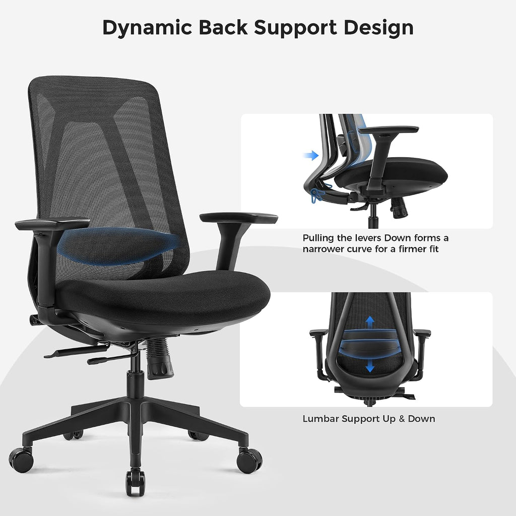 EUREKA ERGONOMIC Office Chair, Ergonomic Computer Desk Chairs with Lumbar Support, 3D Adjustable Armrests, Work Chair with Wheels for Office and Home, Black