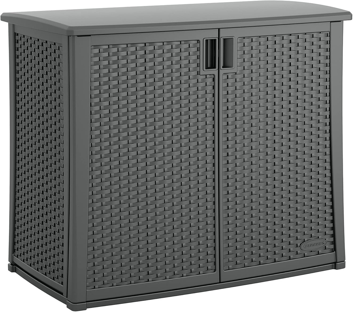 Suncast 42' W x 23' D x 35.5' H Outdoor Storage Cabinet and 33 Gallon Resin Trash Can Bundle, Cool Gray