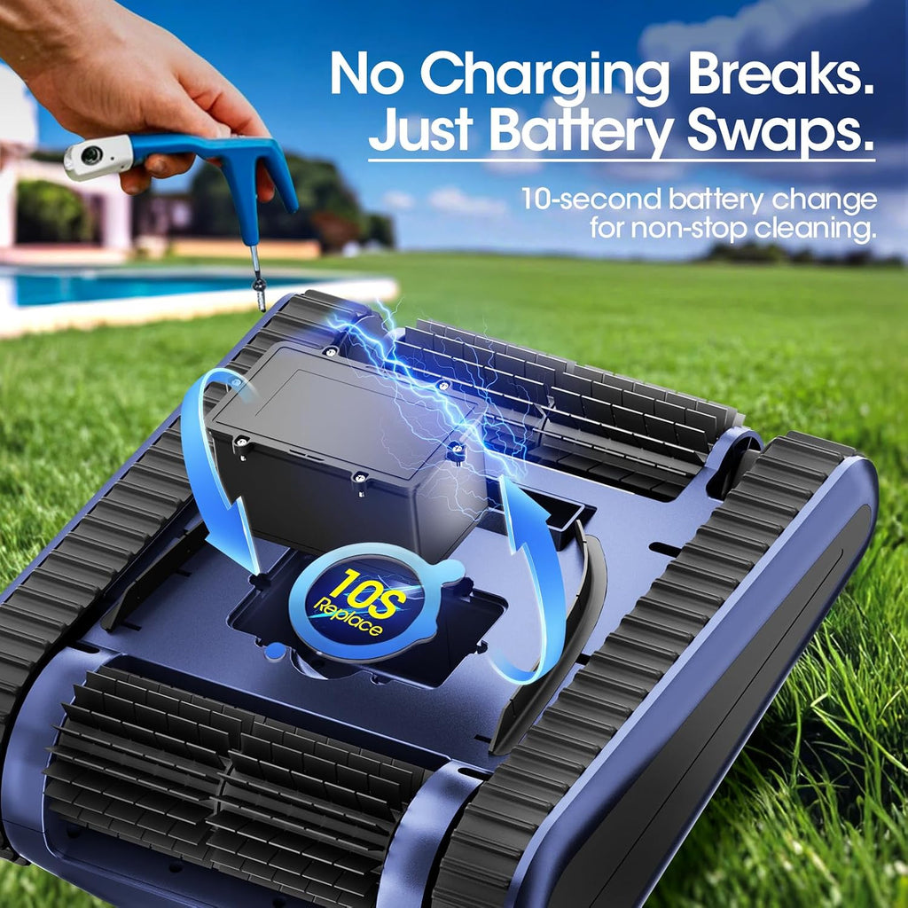 Cordless Robotic Pool Cleaner, Pool Vacuum 180W Brushless Motor, 45000Pa Suction, Wall & Waterline Climbing, Auto Path Mapping, for Pools up to 2150 Sq.Ft.