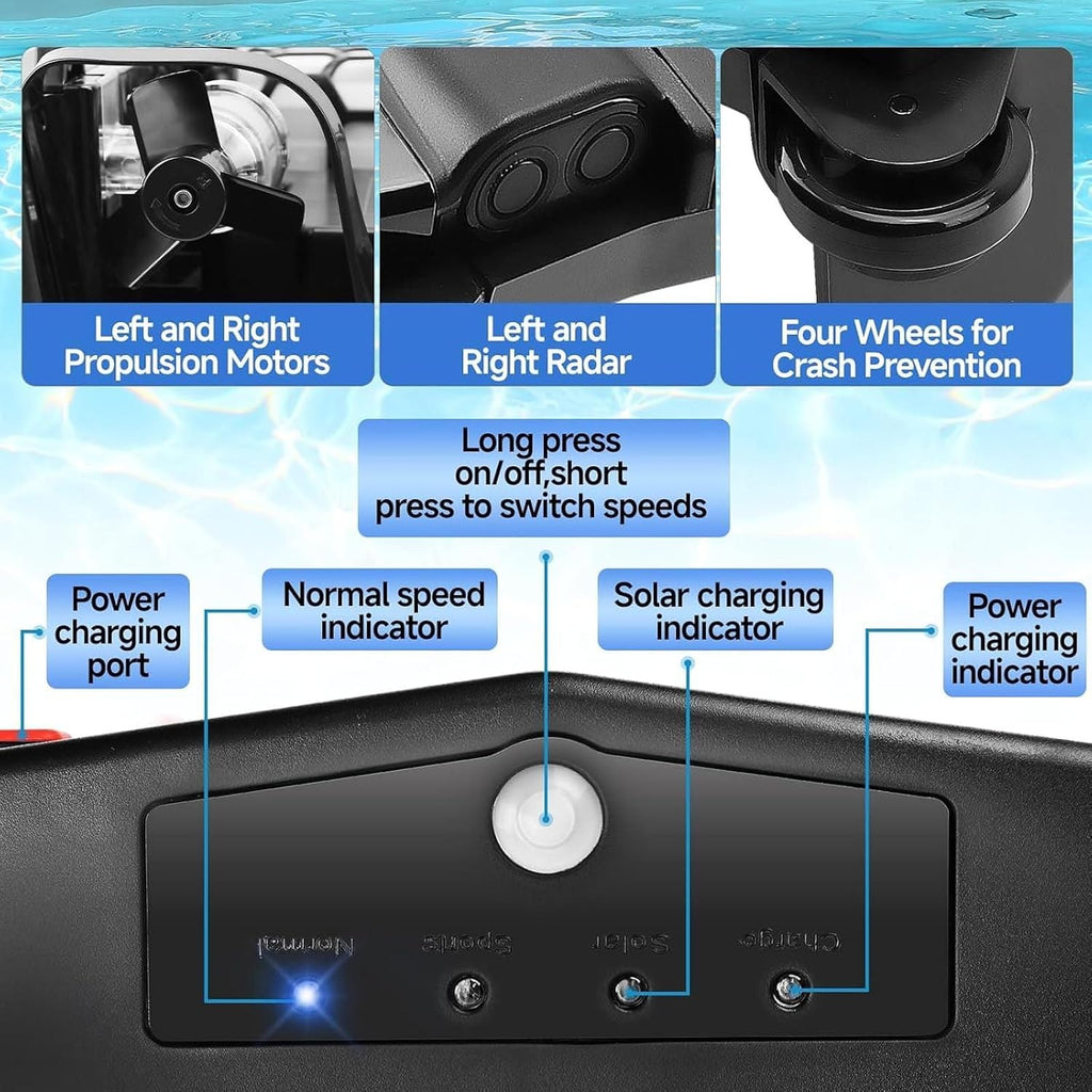 Pool Cleaner Robot Upgrade App,Cordless Solar Ground Pool Skimmer Ai Smart Path Optimization&99.9% Debris Removal,Ipx 7 Waterproof Above & Fast Dual Charging,4.1l Waste Collection Drawer