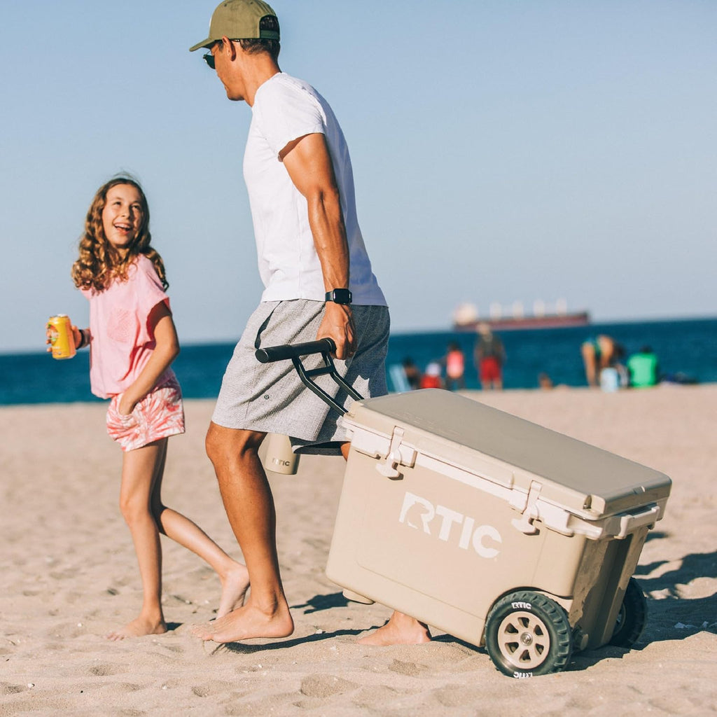 RTIC 52 Quart Ultra-Light Wheeled Hard Cooler Insulated Portable Ice Chest Box for Beach, Drink, Beverage, Camping, Picnic, Fishing, Boat, Barbecue, 30% Lighter Than Rotomolded Coolers