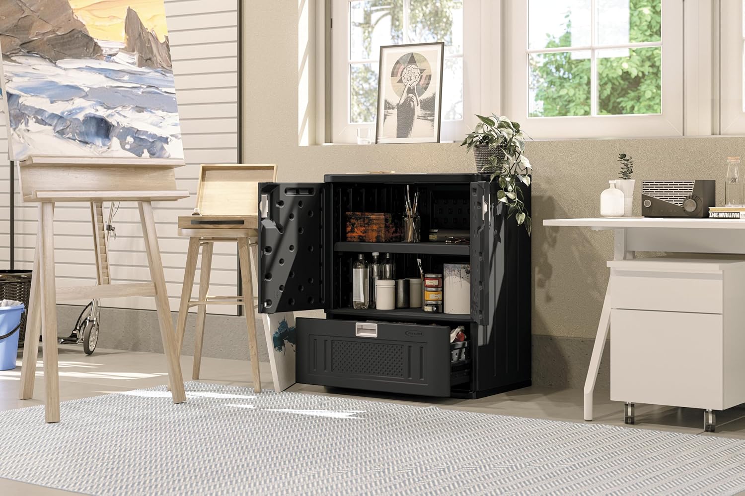 Suncast Single Drawer Base Storage, Black