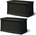 Suncast Elements Outdoor Resin Wicker Coffee Table with Storage, Java (2 Pack)