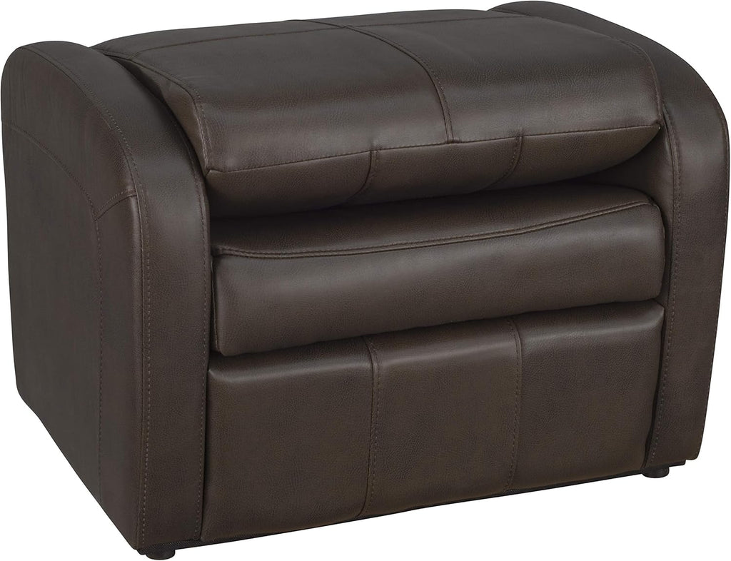RecPro Charles RV Gaming Chair Ottoman Conversion | Built-in Storage | RV Furniture | Great for Teens | Chestnut
