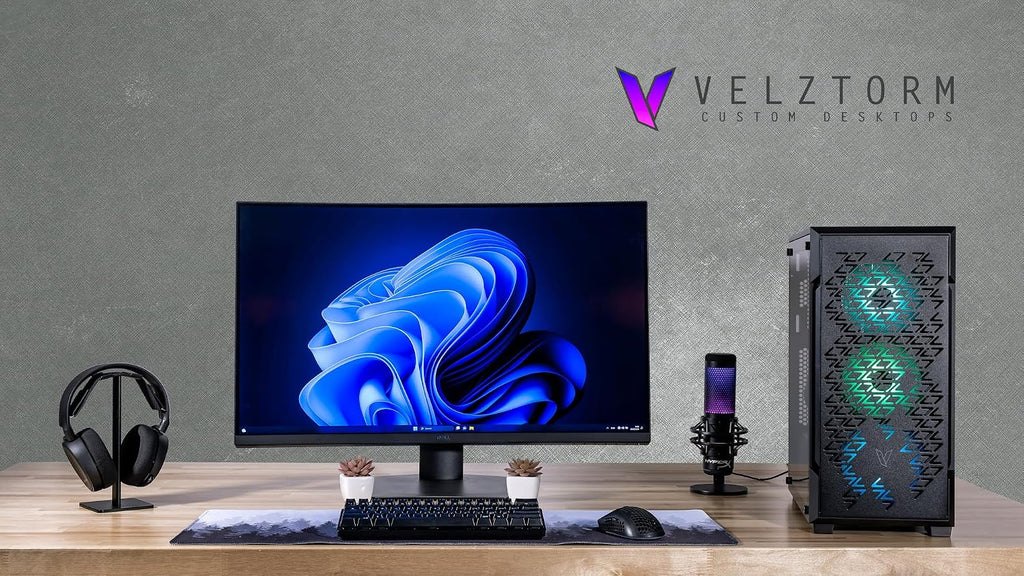 Velztorm Fultix Black Prebuilt Gaming PC (AMD Ryzen 5 5500, GeForce RTX 5060, 16GB DDR4 RAM, 512GB PCIe SSD, RGB Fans, 750W PSU, WiFi 5, Bluetooth 4.2, RJ-45, HDMI, Win 11 Pro)