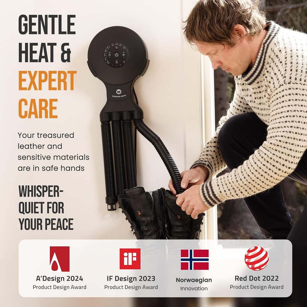 Hedgehog Octopus Portable Heavy Ski Boot Dryer for Work Boots and Shoes, Wall Mounted Fast 2 Pair Shoe Dryer Fan Dries in Minutes, Removes Sweat & Odor, Tornado Mode, Adjustable Heat, Black