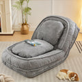 Floor Chair with Back Support, Folding Sofa Chair with 5 Adjustable Position, Plush Floor Gaming Chair, Meditation Chair for Lazy Boys, Human Dog Bed for Living Room, Bedroom, Lounge, Grey
