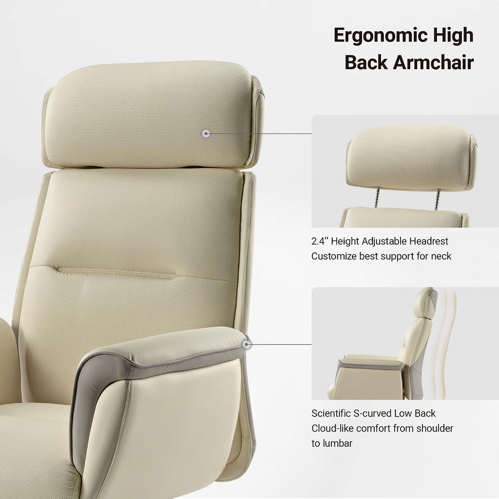 EUREKA ERGONOMIC Microfiber Leather Office Chair Ergonomic Desk Chair, Executive Chair Office Gaming Chair, Comfy Big and Tall Office Chair with Elevatable Headrest & Padded Armrests, Beige