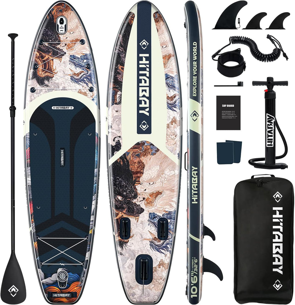 Inflatable Stand Up Paddle Board 10'6' All-Around SUP Kit - Lightweight (16 lbs), Stable & Durable, Camera Mount & Complete Accessories - SUP Board for Beginners & All Skill Levels