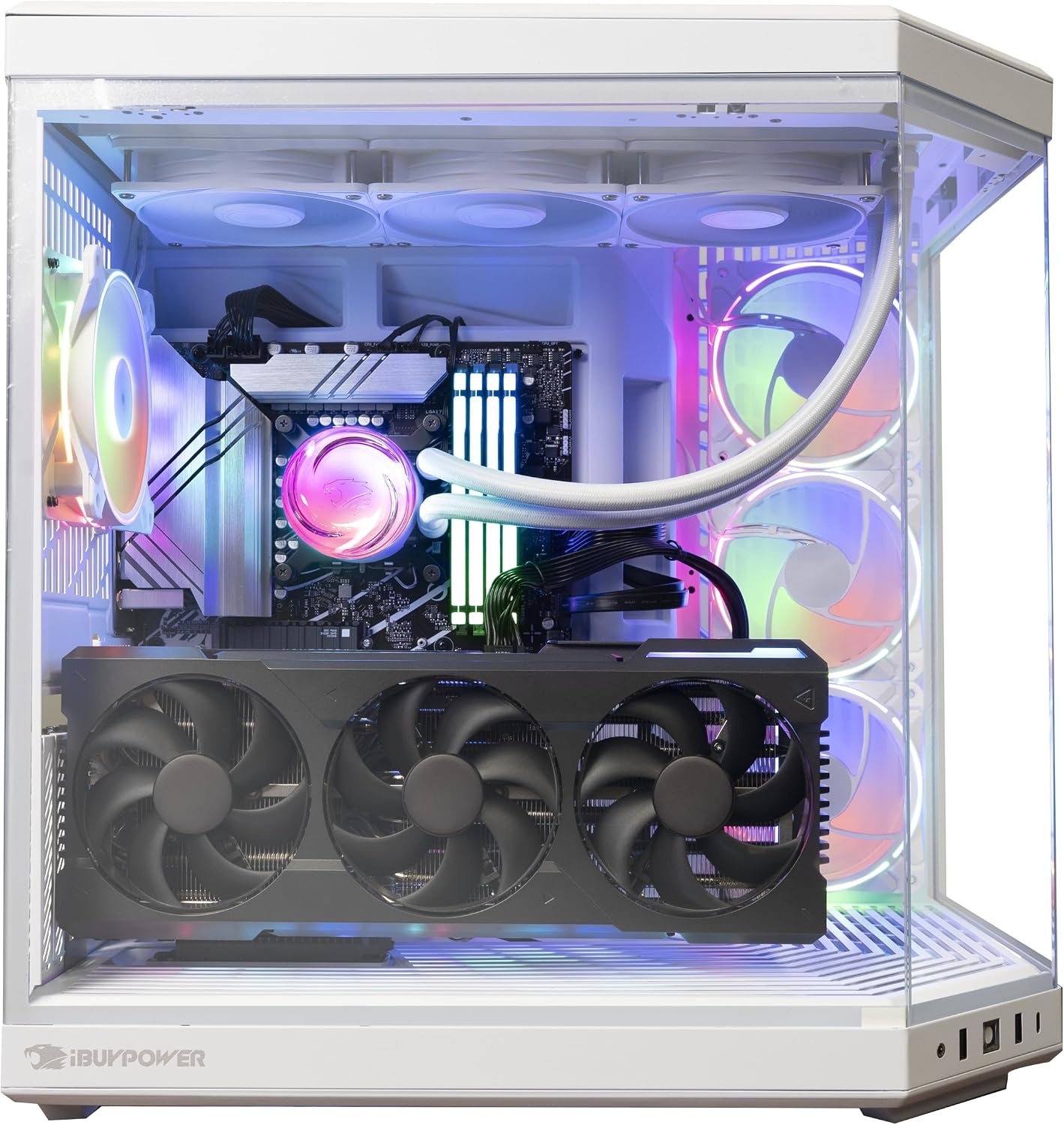 iBUYPOWER Y70 Snow White Gaming PC Desktop Computer AMD Ryzen 9 9900X CPU, NVIDIA GeForce RTX 5070Ti 16GB GPU, 64GB DDR5 RGB 5200MHz RAM, 1TB NVMe SSD, Windows 11 Home, Keyboard, Mouse - Y70WA9N57T01