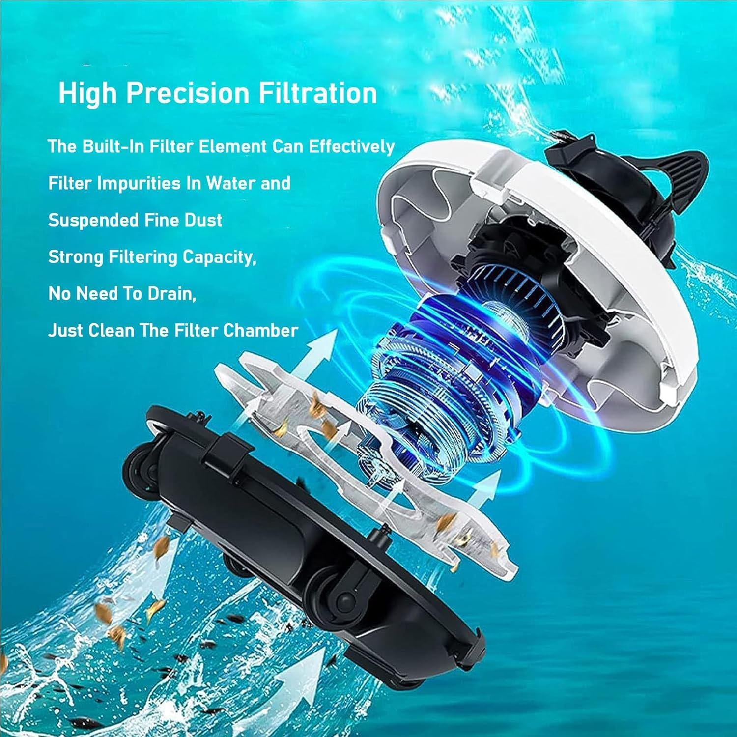 Cordless Robotic Pool Cleaner, Intelligent Cordless Pool Cleaners, Wall Climbing Pool Cleaning Robot, for Above Ground & In-Ground Pools, Fully Automatic Pool Vacuum Cleaner,White