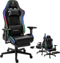 Gaming Chair,Ergonomic Gaming Chair with Speakers and LED Light High Back 7-Point Massage Game Chairs,90°-180°Reclining Gaming Chair,Adults Teens Computer Chair.,Black