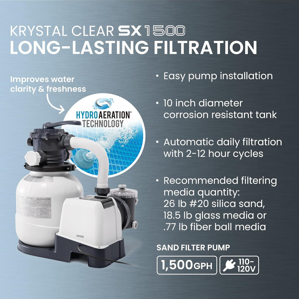 Intex 26325EH Ultra XTR 16ft x 48in Above Ground Swimming Pool Set with Sand Filter Pump and Deluxe Automatic Vacuum Cleaner