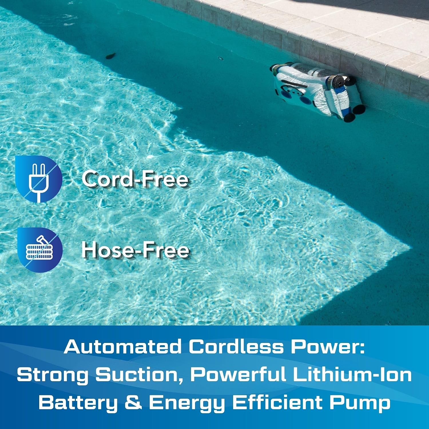 POOL BLASTER CX-1 Cordless Robotic Pool Cleaner, Automatic Vacuum for Inground and Above Ground Pools, Intelligent Wall Climbing Vac w/Strong Suction, High Capacity and Smart Scheduler