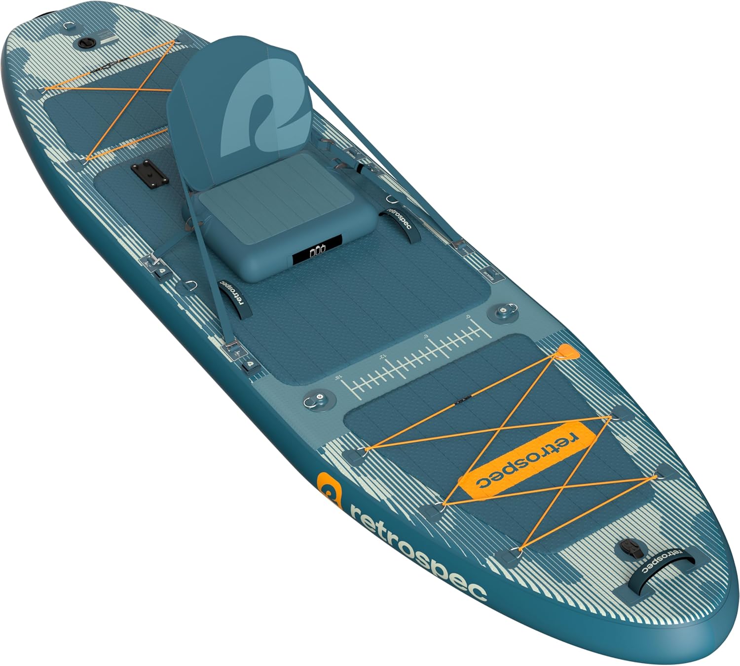 Retrospec June Inflatable Fishing Paddle Board 11'6' with Removable Seat – Puncture-Resistant Paddle Board for Fishing with Rod Holders, Non-Slip Deck Pad & Accessories