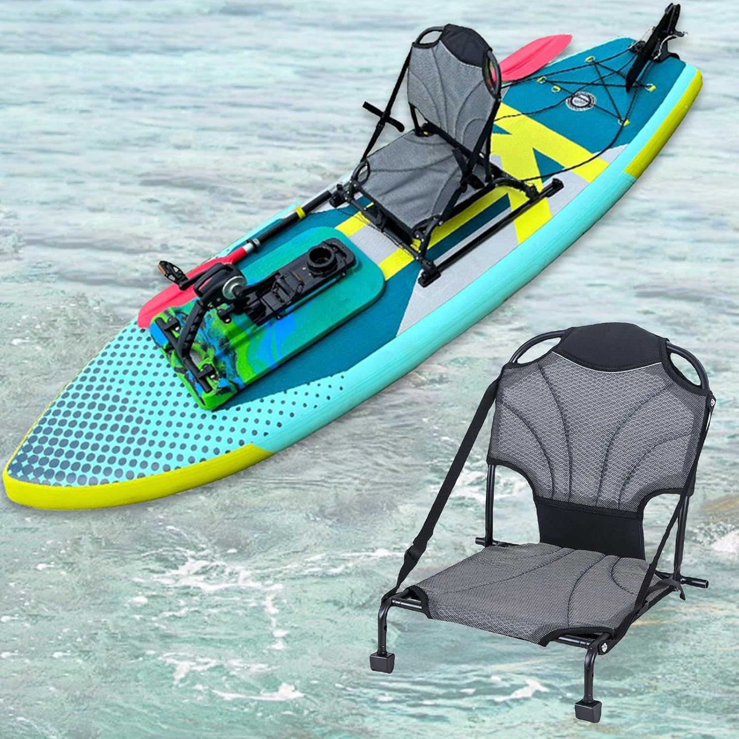 Folding Kayak Seat Fishing Seat Foldable Comfortable Backrest Support Portable with Back Support for Paddle Board Fishing