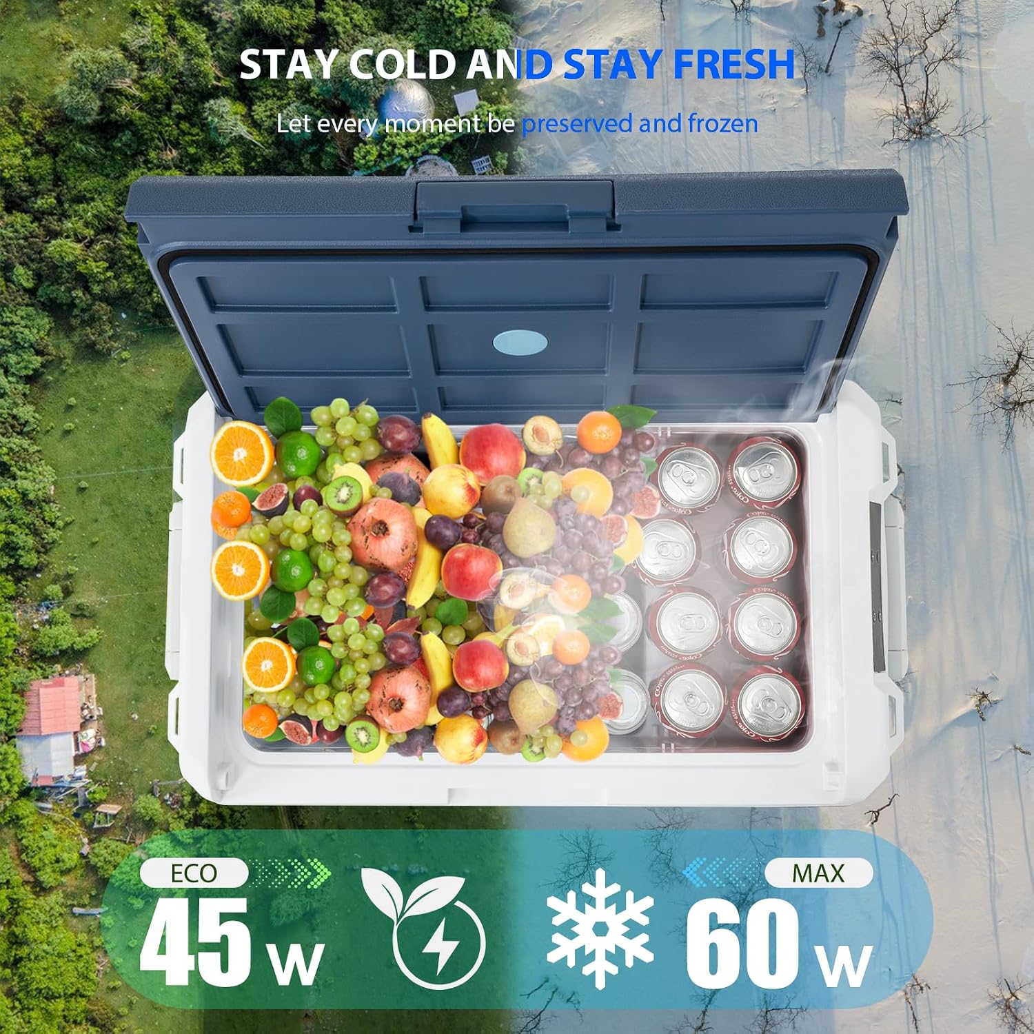 ICF41 12 Volt Car Refrigerator,42QT/40L Portable Freezer Electric Cooler -4℉~68℉,12/24V DC 100-240V AC Car Fridge for Camping, Road Trips, RV, Truck