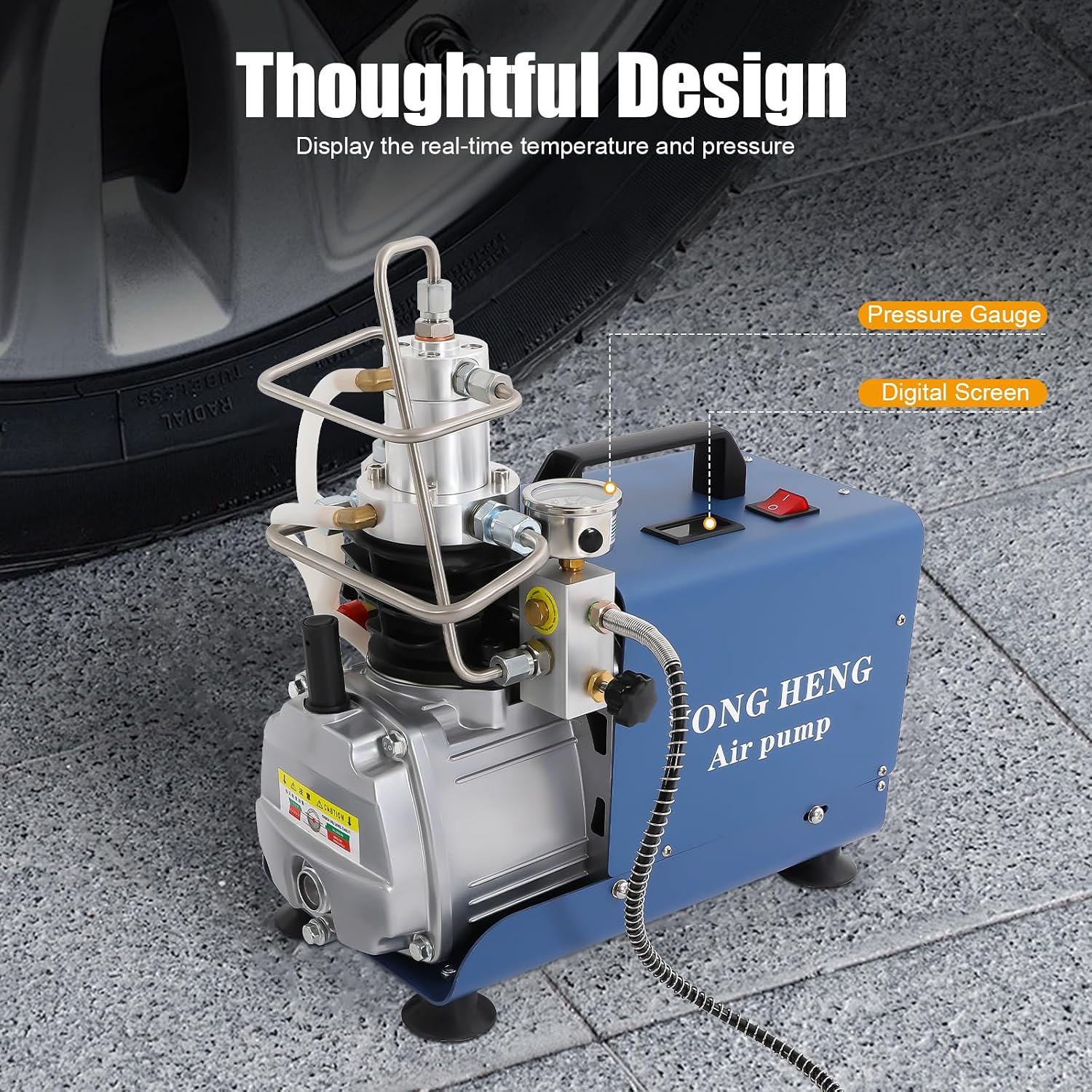 Electric 4500psi PCP Air Compressor Pump, 30MPa Portable High Pressure Air Compressor Inflator PC P, Two-Stage Compression PCP Air Pump
