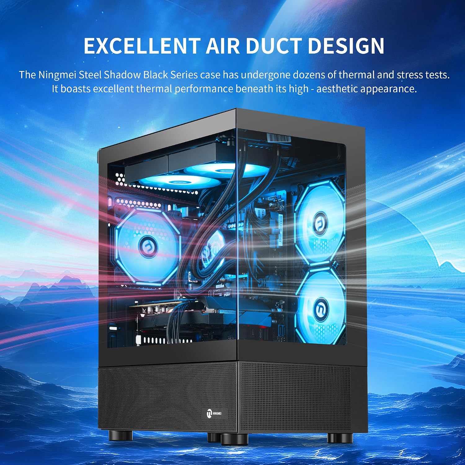 NINGMEI Supreme Master Gaming PC Desktop,AMD Ryzen 7 5700X 8 core 3.8GHz(up to 4.6GHz),GeForce RTX 5060 TI 8GB,32GB DDR4 RAM 3200MHz,1TB NVME SSD,650W PSU, Windows 11 Home 64-bit,Black