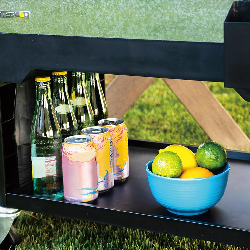 Permasteel Rolling Patio Cooler – Large Outdoor Ice Chest with Wheels, Beverage Cooler for Backyard, BBQ, Tailgate, Beach, Parties, Rustic Farmhouse Design