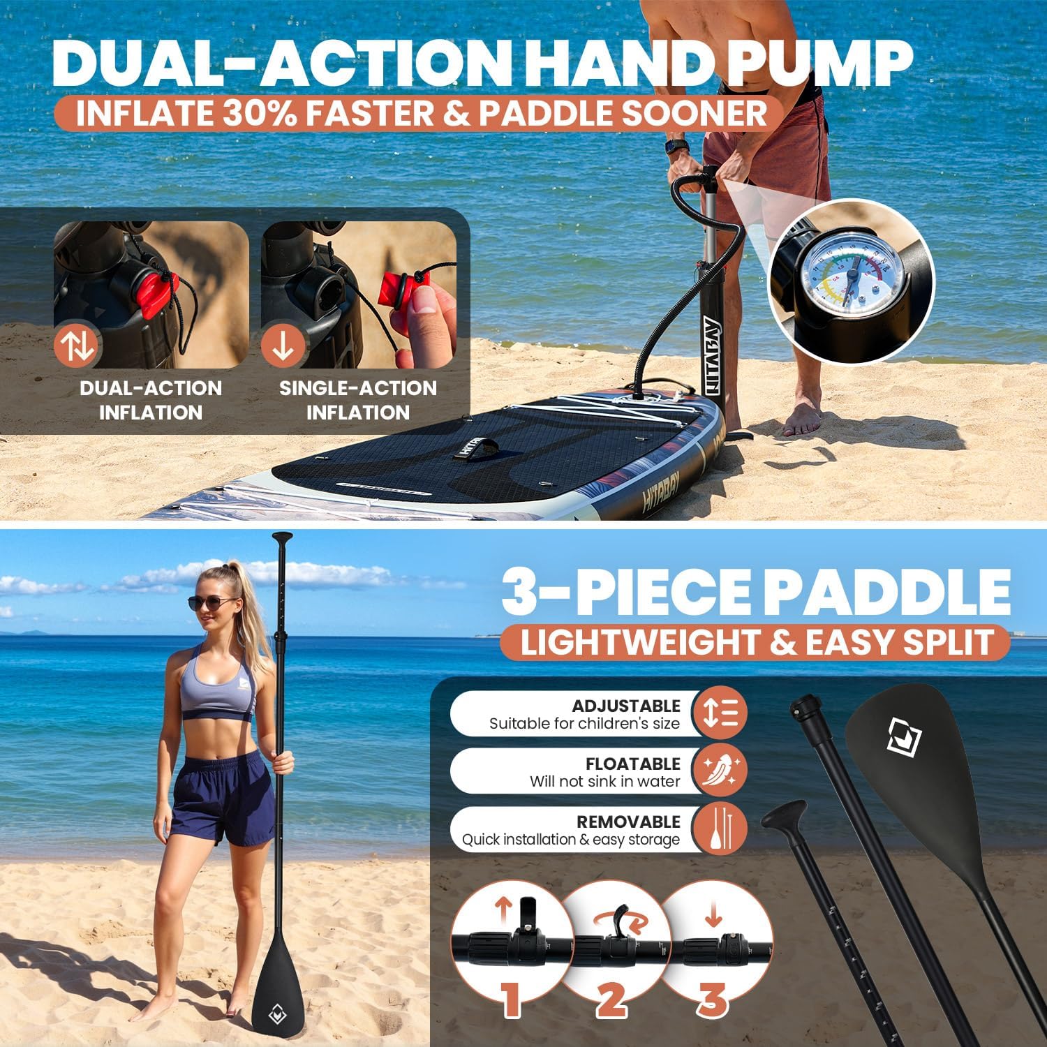Inflatable Stand Up Paddle Board 10'6' All-Around SUP Kit - Lightweight (16 lbs), Stable & Durable, Camera Mount & Complete Accessories - SUP Board for Beginners & All Skill Levels