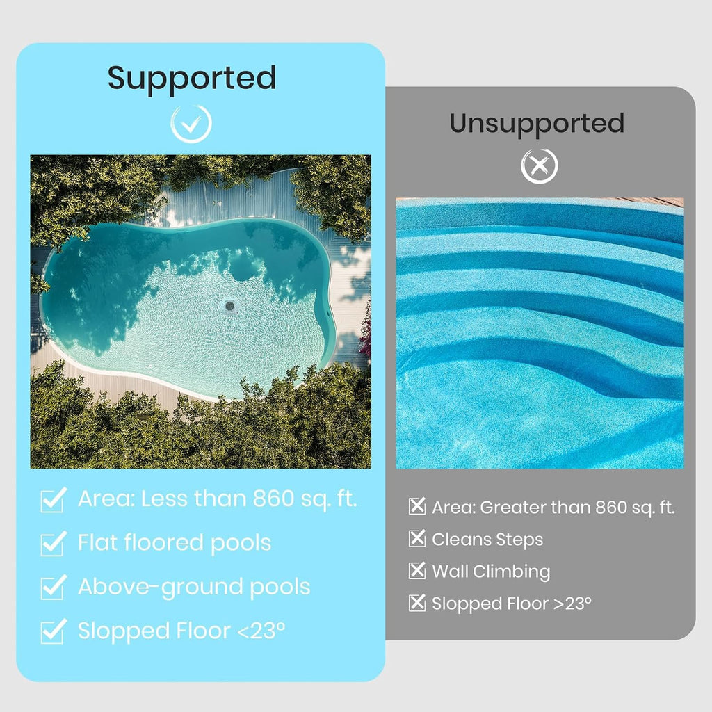 Cordless Robotic Pool Cleaner, Smart Home Pool Cleaning Robot, Self-Parking Above Ground Pool Vacuum, For In Ground Pools Up To 800 Sq.Ft