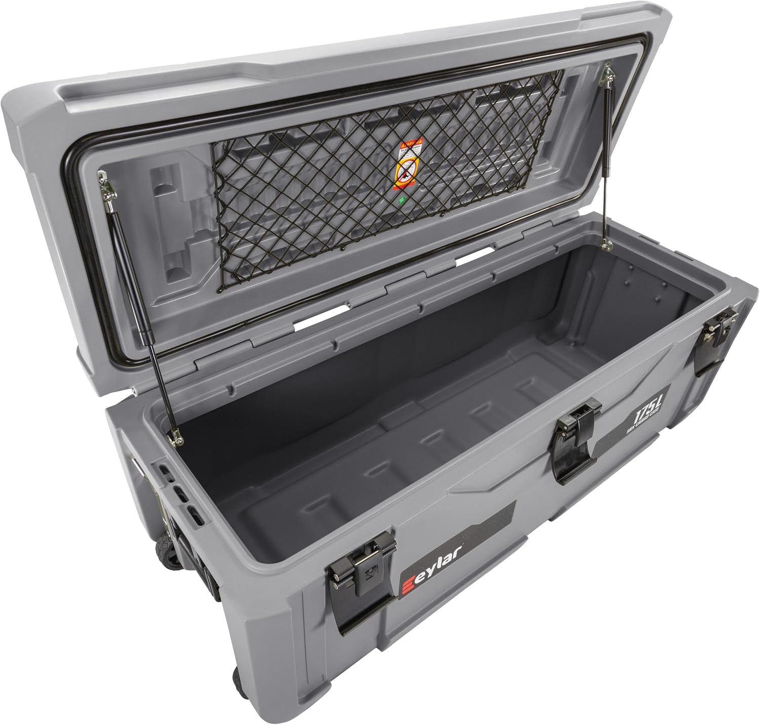 SRX-175 Overlanding Cargo Case – 175L Waterproof Storage Box for Camping, Off-Road & Truck Bed Gear – Heavy-Duty Lockable Storage with Gas Strut Lid, Stackable Design & Interior Organizer Tray (Gray)