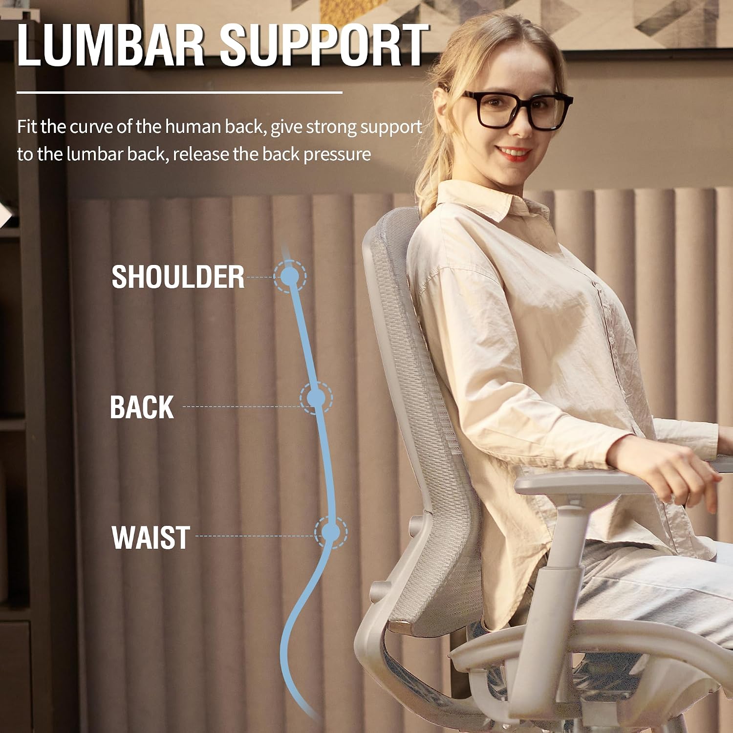 ELABEST Mesh Office Chair,Ergonomic Computer Desk Chair,Sturdy Task Chair- Adjustable Lumbar Support & Armrests,Tilt Function,Comfort Wide Seat,Swivel Home Office Chair (Grey Frame Grey Mesh)