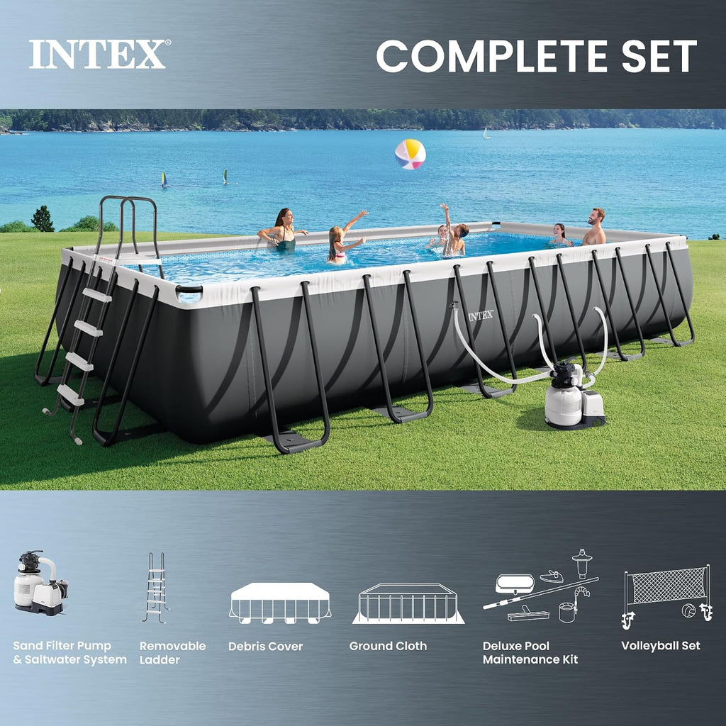 INTEX 26367EH Ultra XTR 24ft x 12ft x 52in Above Ground Swimming Pool Set with Sand Filter Pump and Deluxe Automatic Vacuum Cleaner