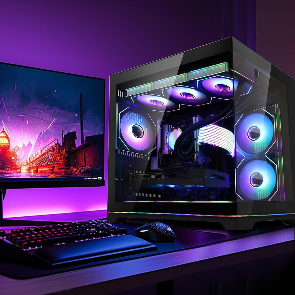 Ocean Park Gaming PC Desktop -AMD Ryzen 5 9600X 6-Core 3.9GHz -GeForce RTX 5060 8GB -32GB DDR5 RAM -1TB PCIe SSD -850W PSU -360mm AIO & APP RGB Fan Control -WiFi & BT -Windows 11 -Black
