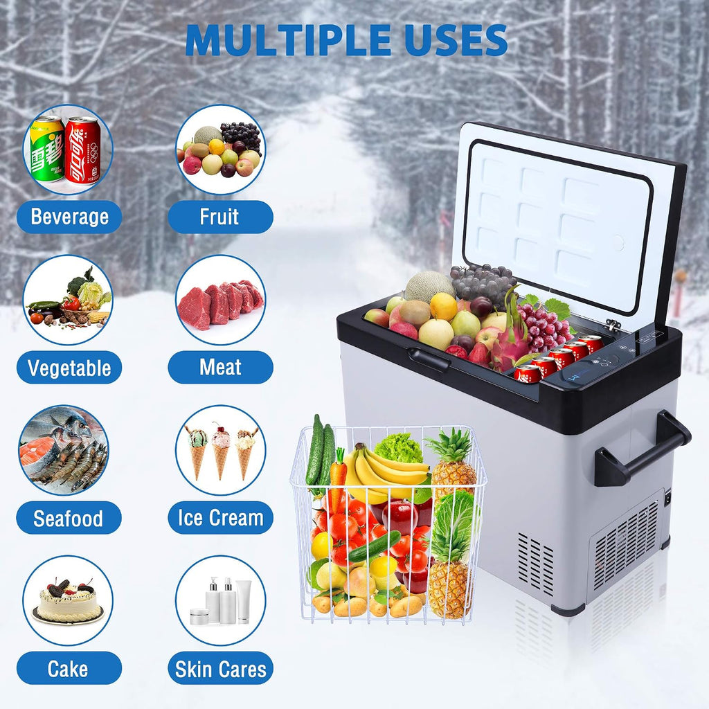 52 QT Portable Car Refrigerator 12V/24V DC Electric Car Cooler -7.6℉~68℉ RV Freezer,Truck,Vehicle,RV,Boat,Camping & Travel